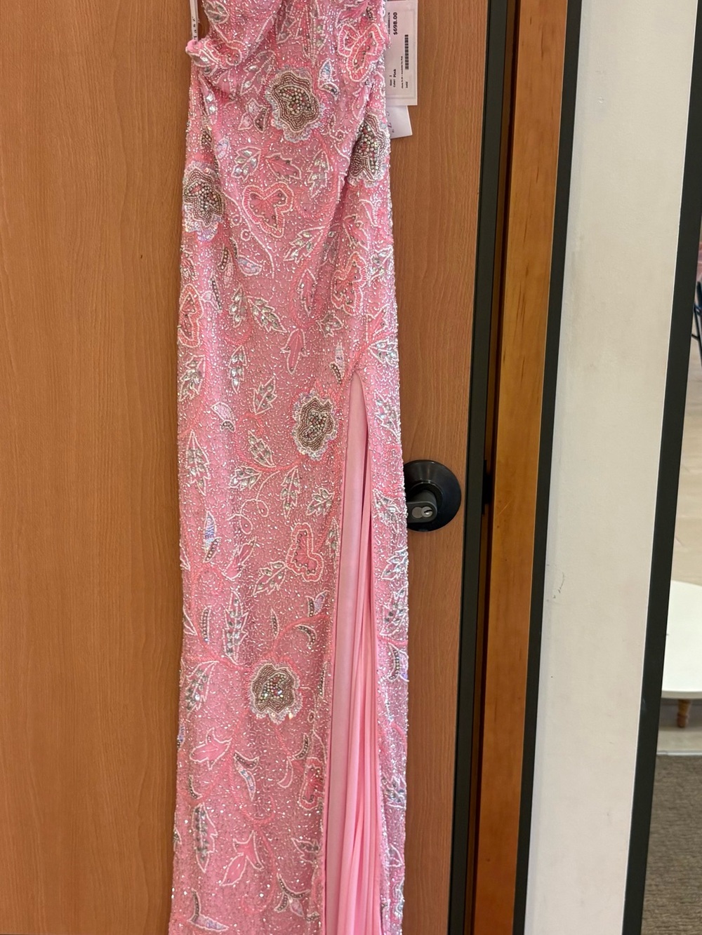 Pink Sequin Side-Slit Prom Gown by Jasz Couture , size 2 - Picture 6 of 9